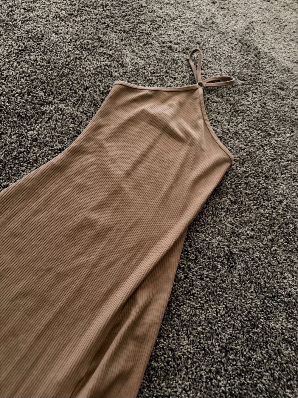 Nude Ribbed Maxi Dress - Picture 2 of 6